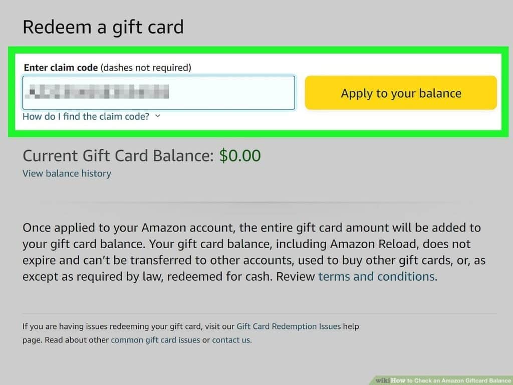 Click on Check Gift Card Balance above the gift card offers