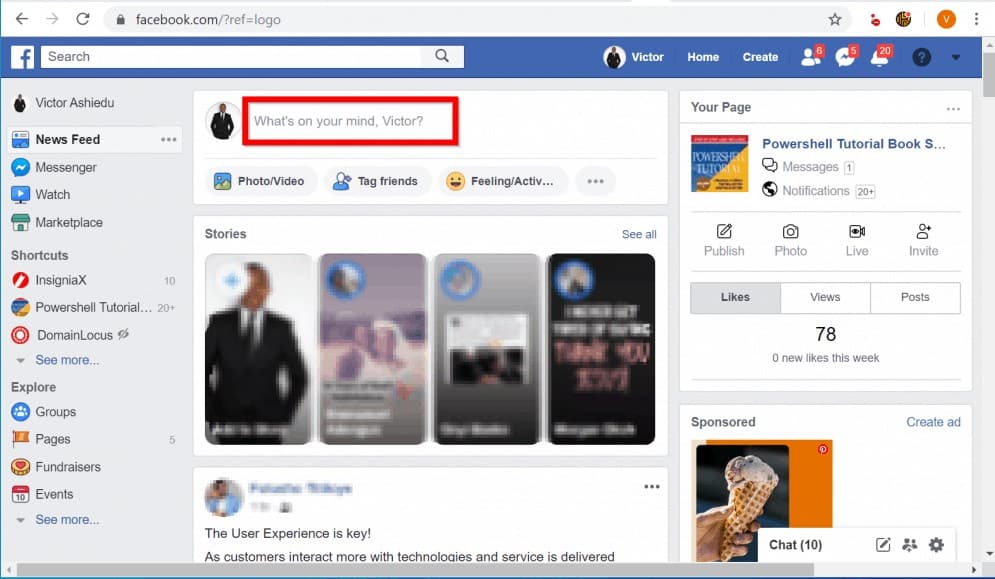 Click on create a post on Facebook