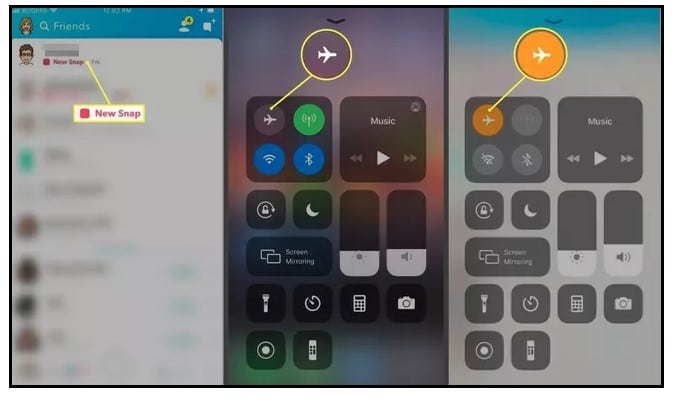 Control Centre to appear before tapping on the Airplane icon