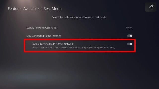 Enable Turning on PS4 or PS5 from Network