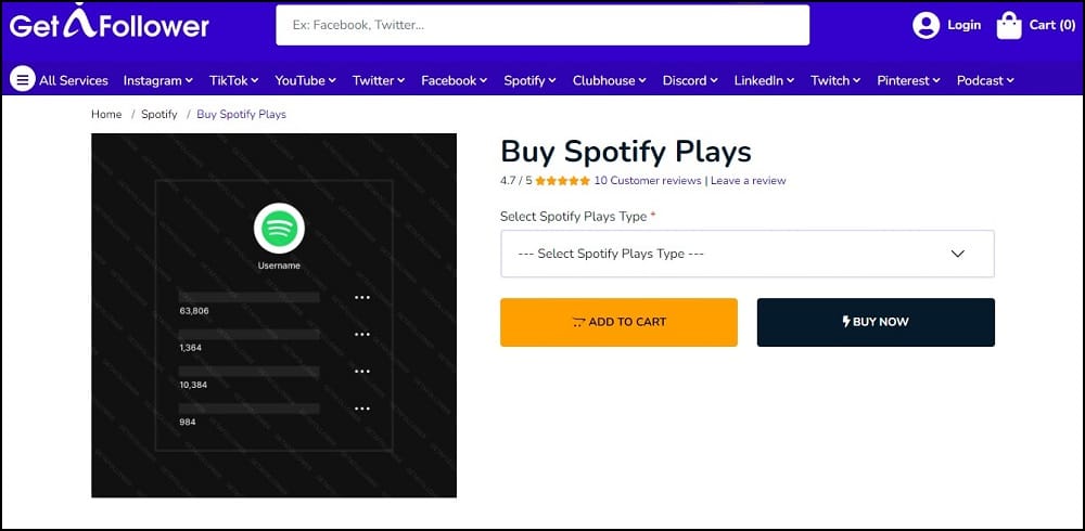 GetAFollower for Buy Spotify Plays