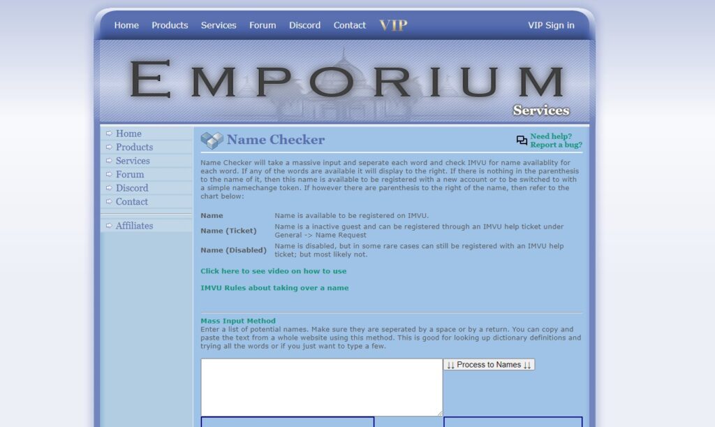 Imvu Emporium Name Checker