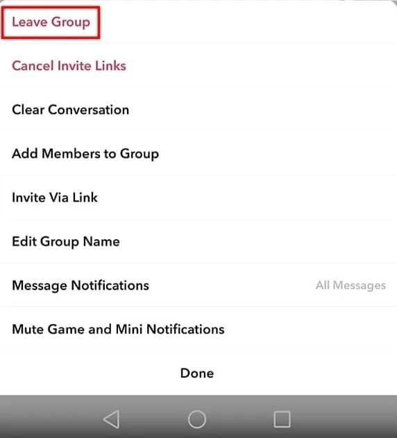 Leave Group on Snapchat