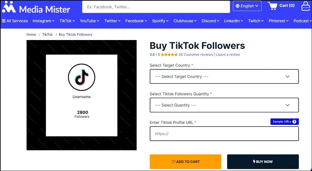 Mediamister for buy TikTok Followers