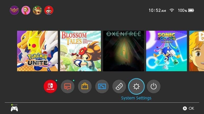 Navigate to the System Settings of your Nintendo Switch