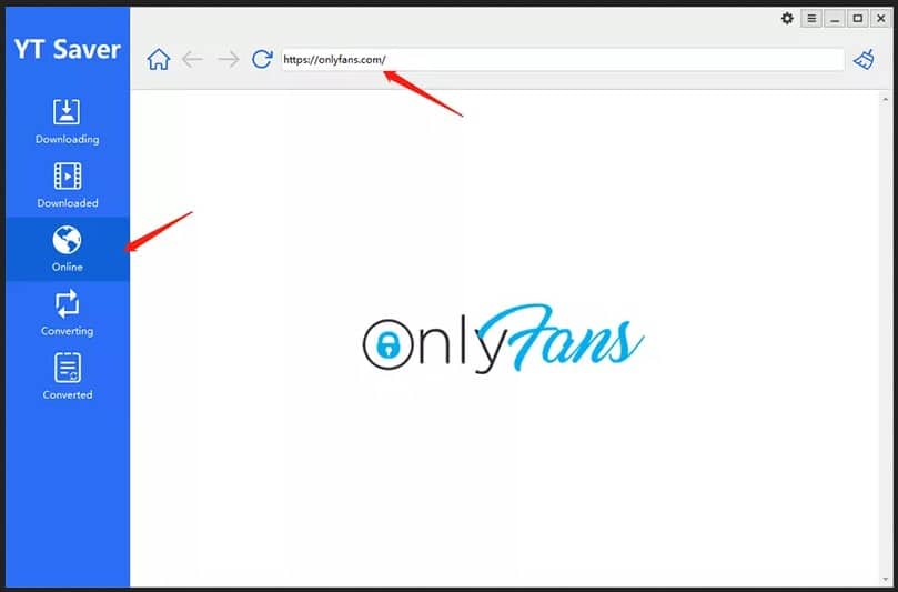 Online tab before using the YTSaver in-built browser
