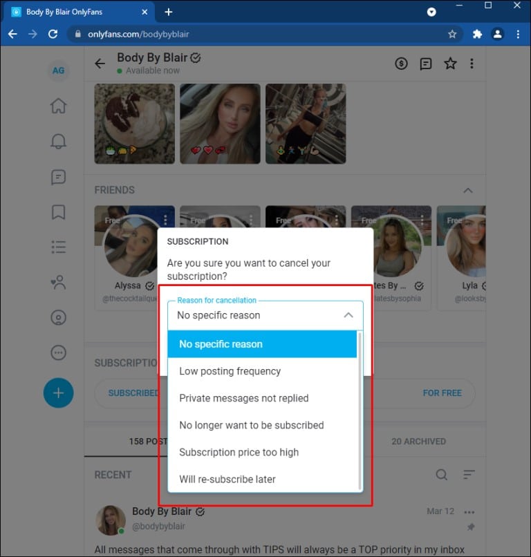 OnlyFans Page Cancellation Reson