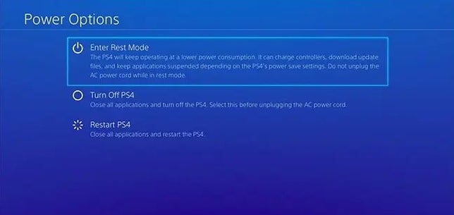 Putting the PS4 into Rest Mode