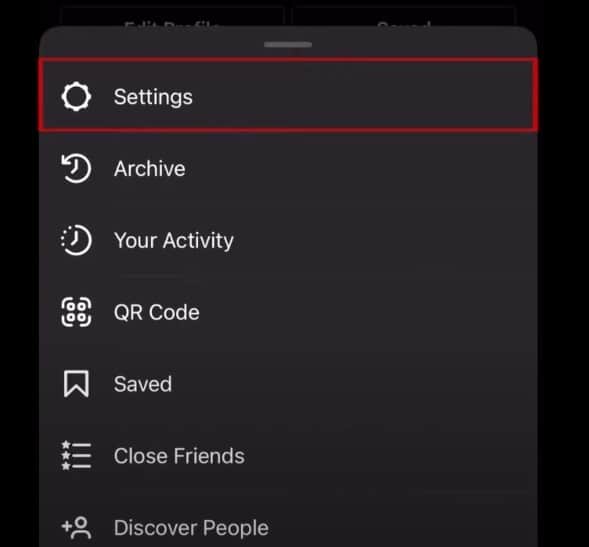 Select the instagram Settings
