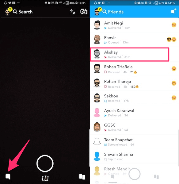 Snapchat-chats-screen