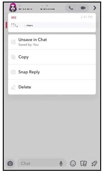 Snapchat message that you would like to delete