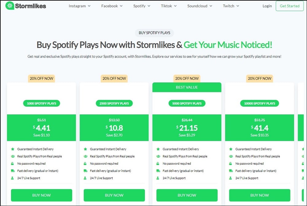 Stormlikes for Buy Spotify Plays