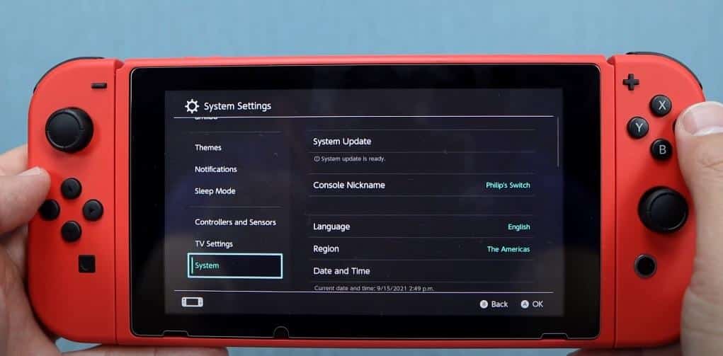 System tab