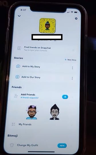 Tap on Bitmoji to access your Profile