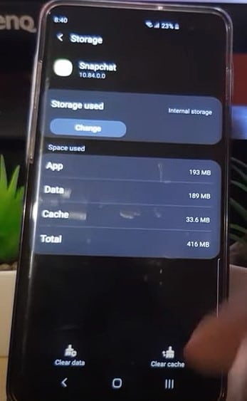 Tap on Clear Cache of snapchat