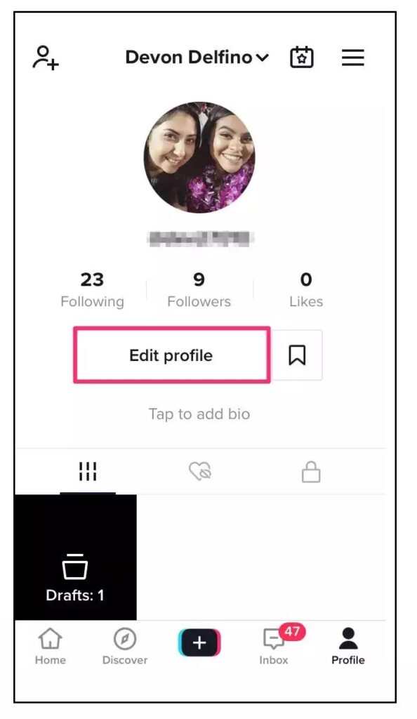 TikTok profile and head to Edit Profile