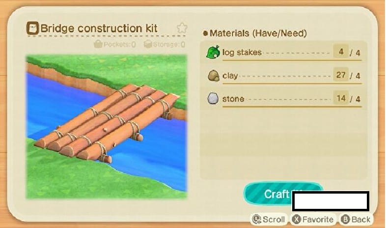 Tom Nook will give you a DIY bridge recipe