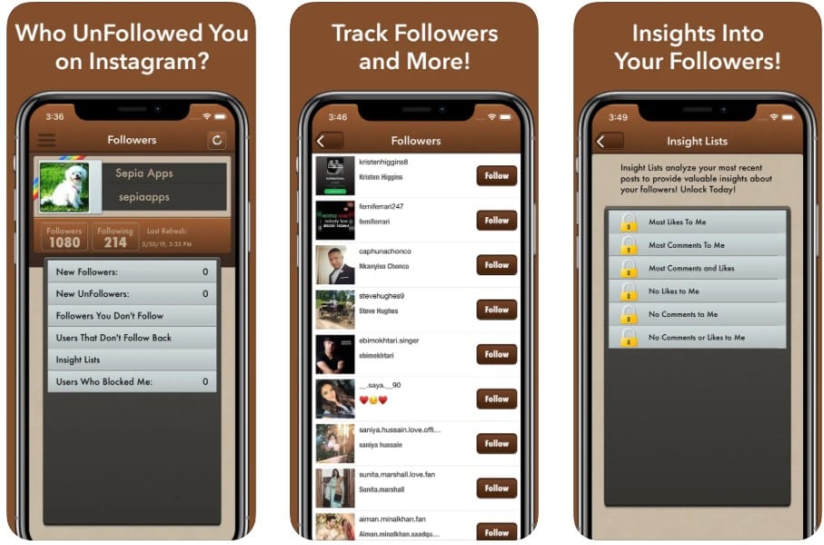 Unfollowers for Instagram apps from Apple Store