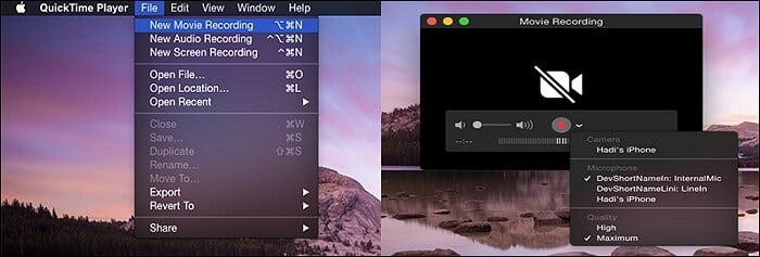 Use the QuickTime application on your Mac