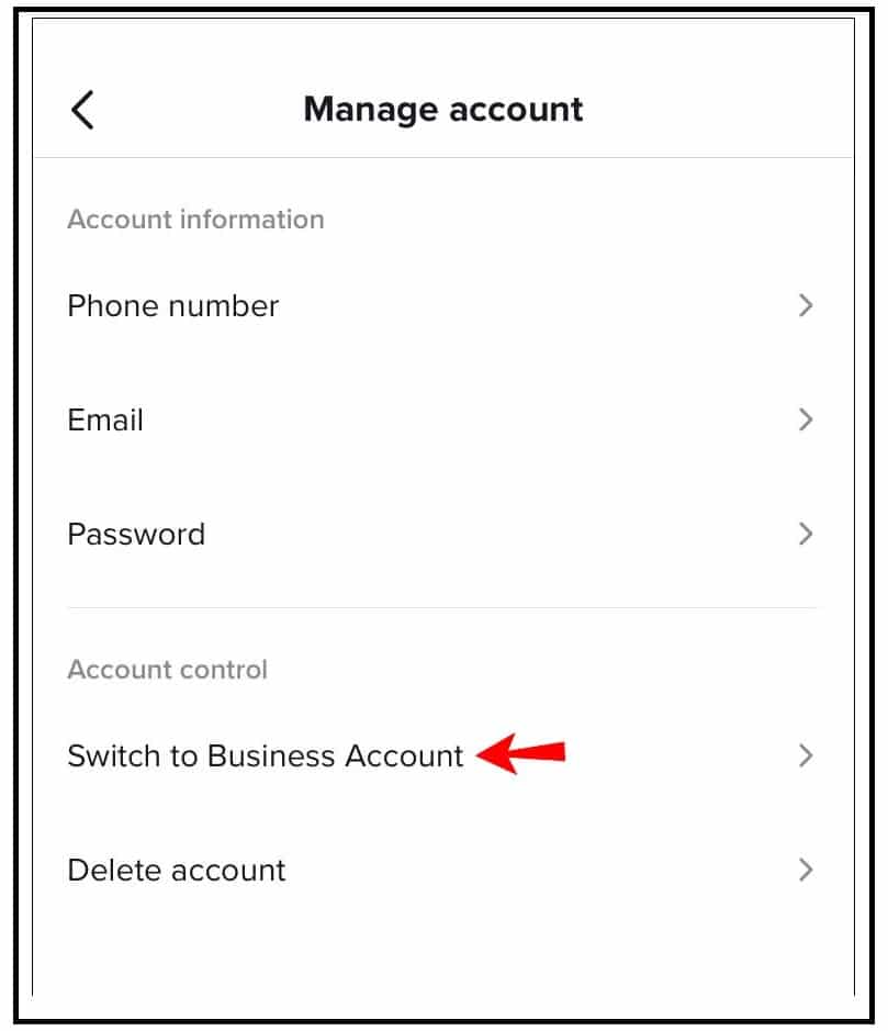 Switch to Business Account