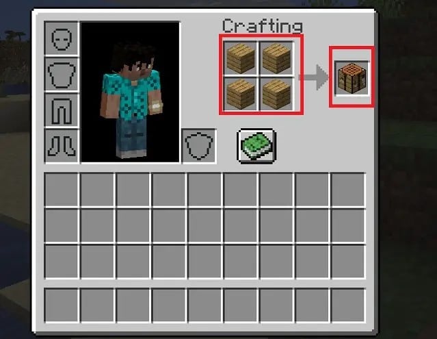 Crafting table- place your wood planks