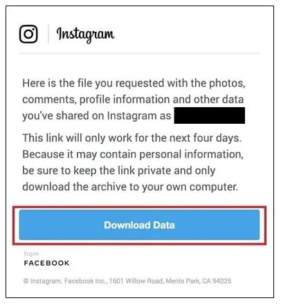 Download Data in Instagram