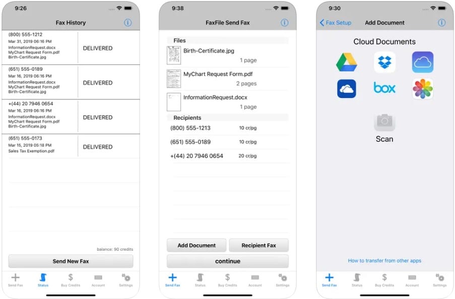 Faxfile apps