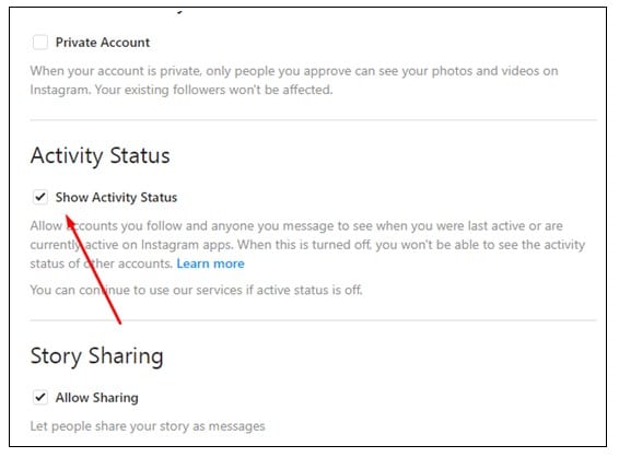 Instagram Show Activity Status