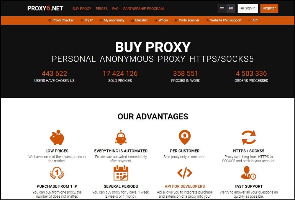 Proxy6 Homepage