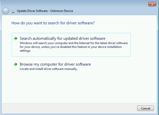 Search automatically for drivers