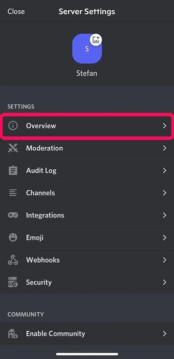 Tap Settings and then Overview
