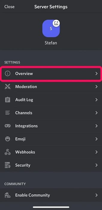Tap Settings and then Overview