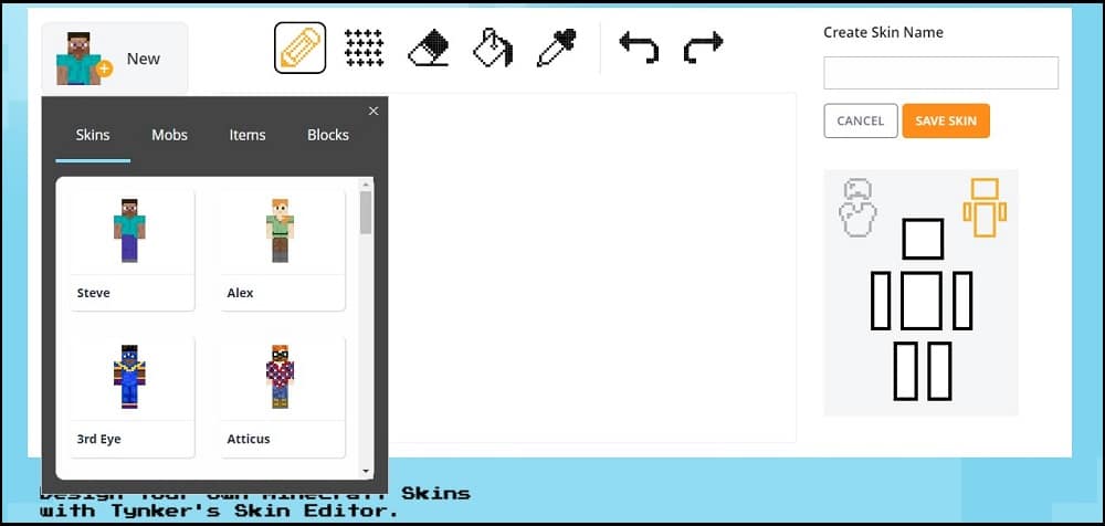 Tynker Minecraft Skin Editor