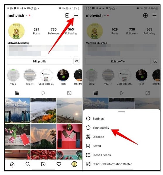 Your Activity in Instagram