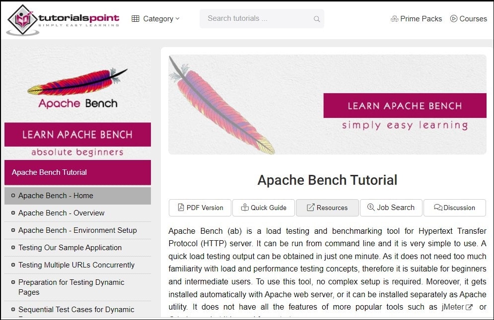 APACHE BENCHMARK TOOL overview