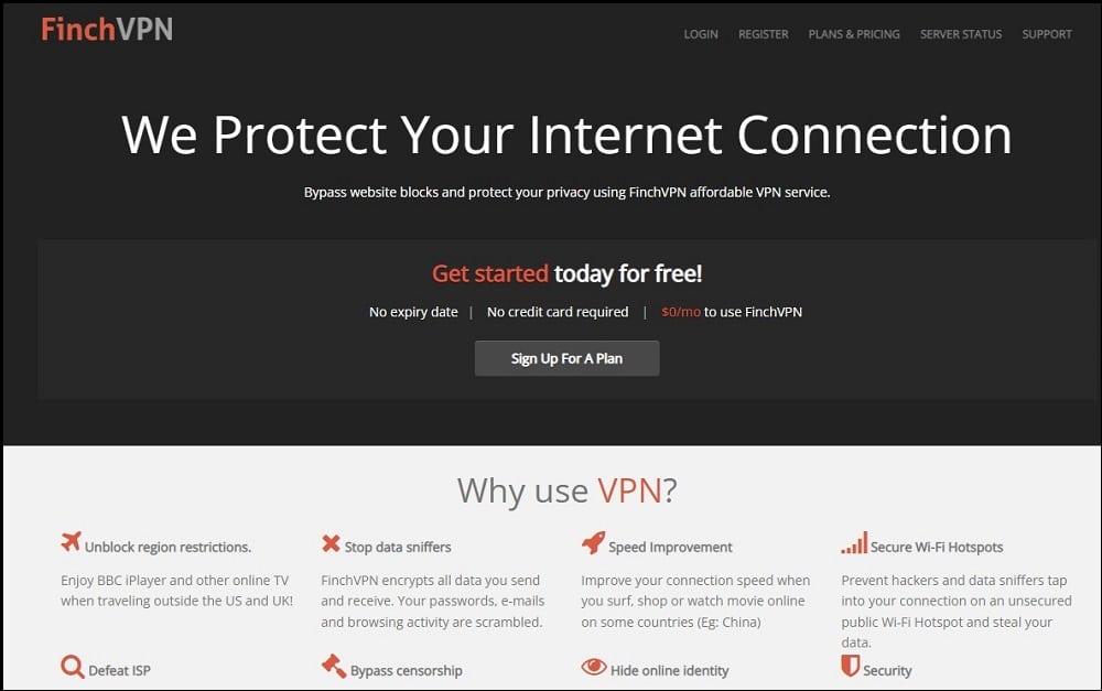 Finch VPN overview