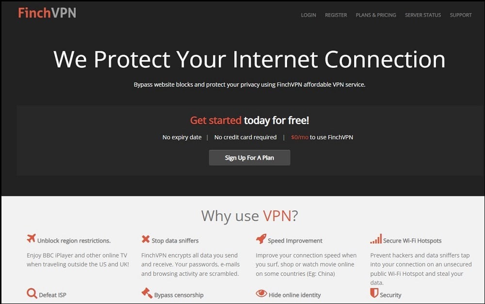 Finch VPN overview
