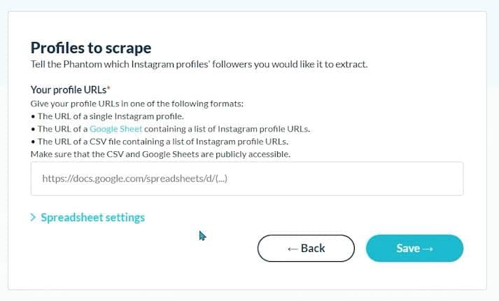 Profiles to scrape save option