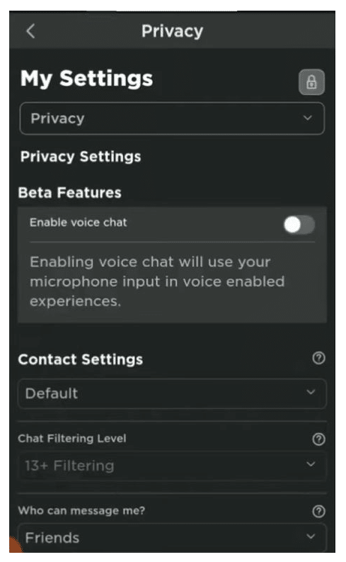 Settings and Privacy