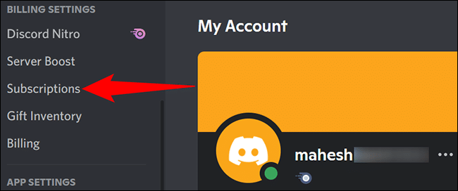 Subscriptions option