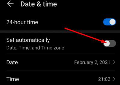 automatic date and time