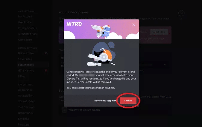 click on the Confirm button