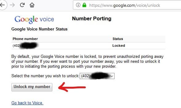 unlock your Google Voice (GV) number