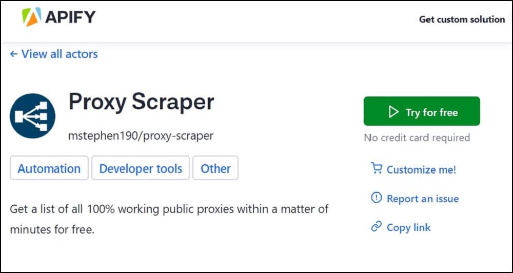 Apify for Proxy Scraper overview