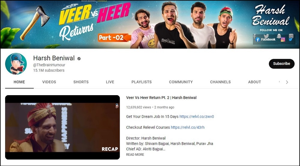 Harsh Beniwal Youtube Feature