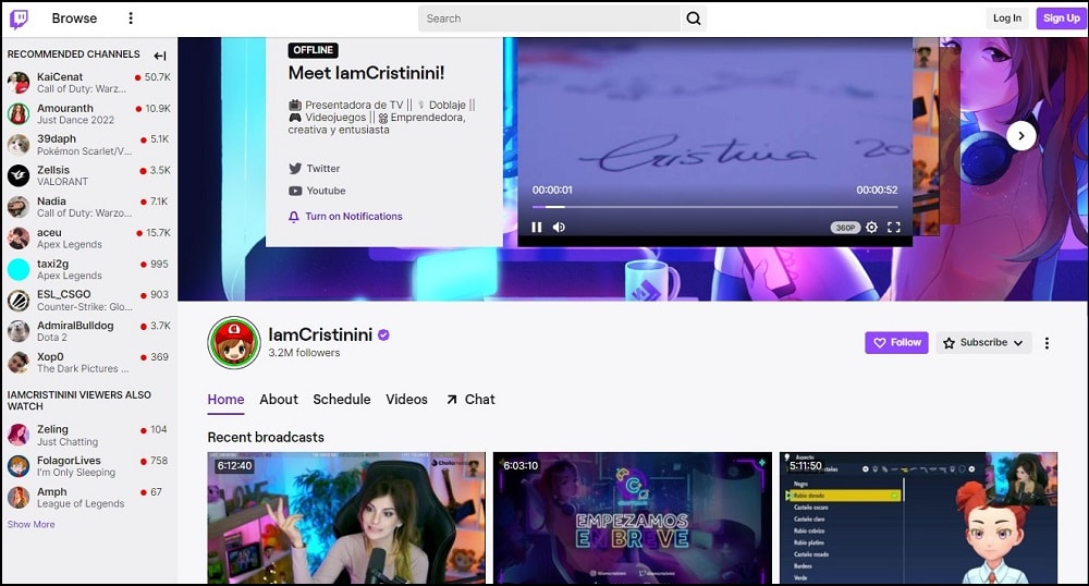 IamCristinini Female Twitch Steamers