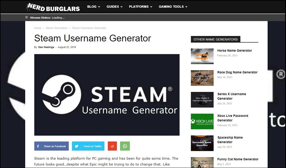 Nerdburglars Steam Name Generator