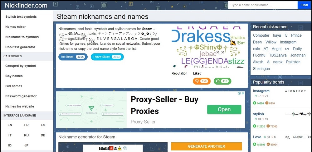 Nickfinder Steam Name Generator