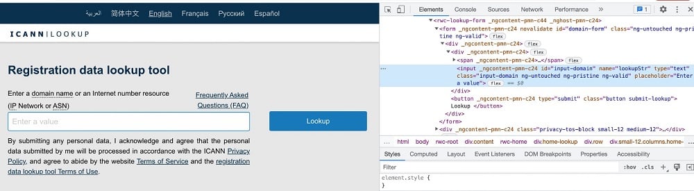 Registration Data Lookup Tool