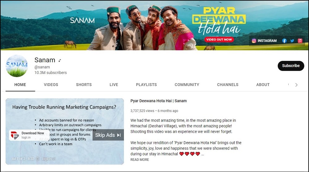 Sanam Youtube Feature